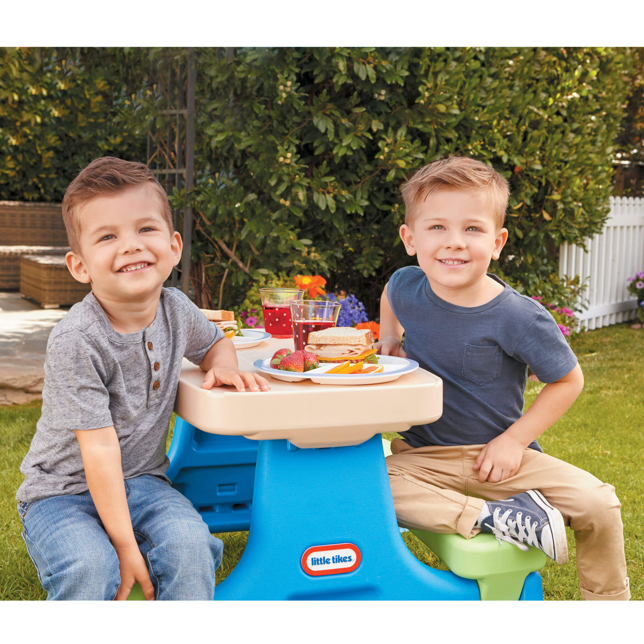 Easy Store™ Jr. Play Table with Umbrella - Blue/Green